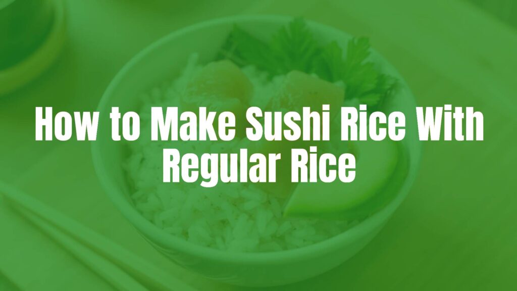A bowl of perfectly cooked, seasoned sushi rice made from regular rice, surrounded by sushi ingredients like nori, avocado, and salmon, with chopsticks nearby, realistic.