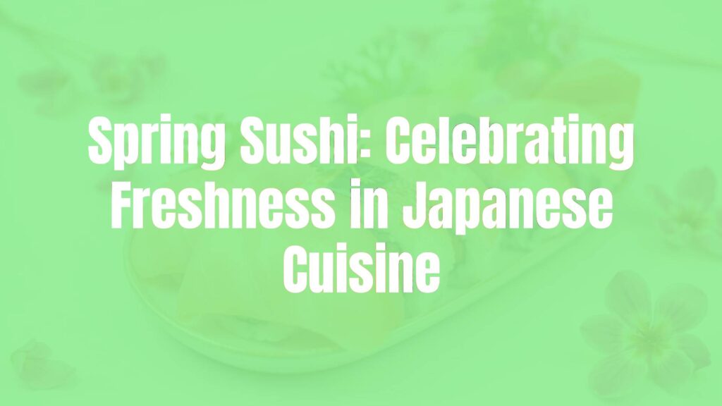 Spring sushi platter with fresh vegetables, cherry blossom petals, and delicate slices of sea bream, beautifully arranged with a light pastel background, soft and vibrant.