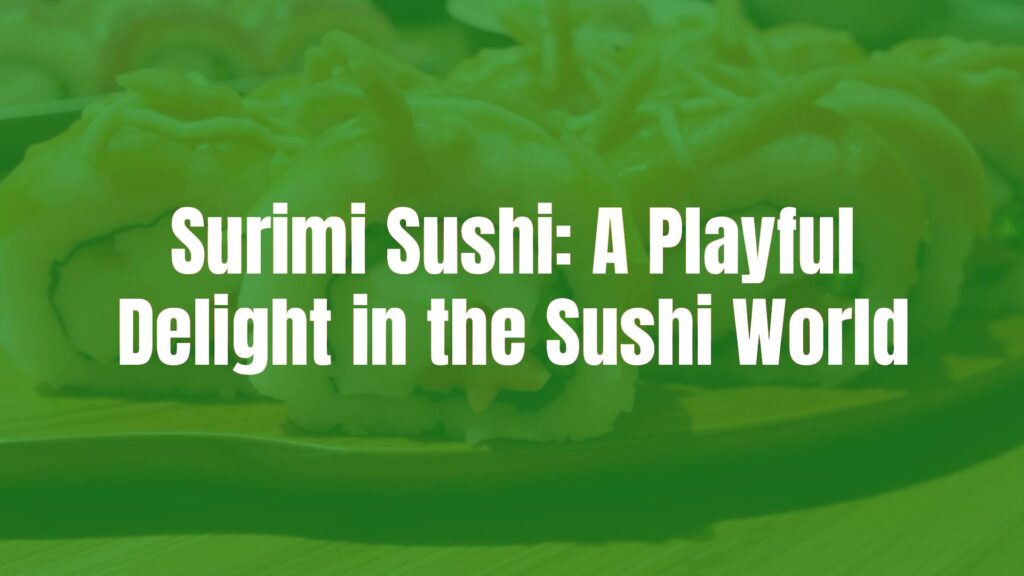 Colorful surimi sushi rolls with imitation crab on a wooden plate, vibrant and fresh, Japanese cuisine style, soft lighting for appetizing appeal.