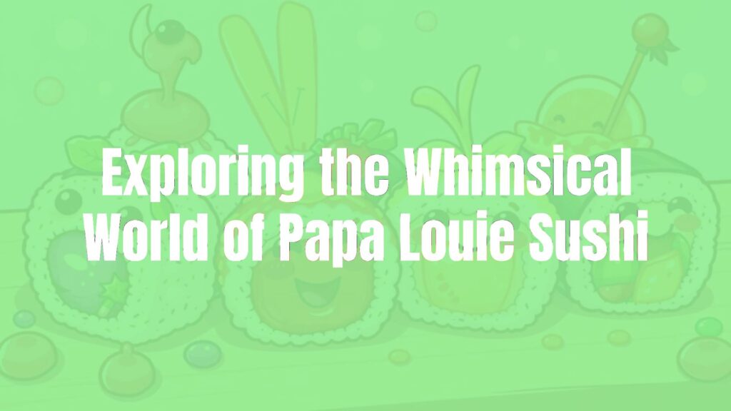 Colorful and playful sushi creations with unexpected ingredients, cartoon-style, vibrant toppings, fun and whimsical, bright and cheerful, video game aesthetic.