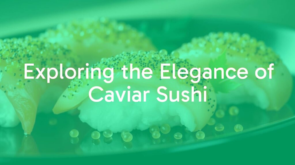Close-up of luxurious caviar sushi on a black plate, glistening fish roe topping, elegant presentation, high-end Japanese cuisine, soft lighting, hyperrealistic.