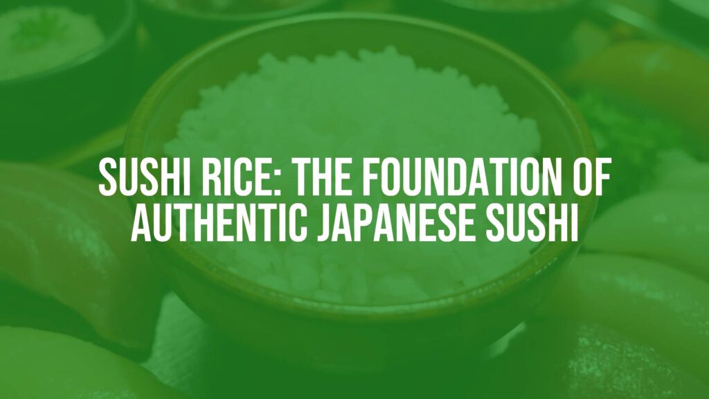 Freshly prepared sushi rice in a wooden bowl, glistening with seasoning, surrounded by sushi ingredients like fish and nori, traditional Japanese setting, soft lighting, realistic.